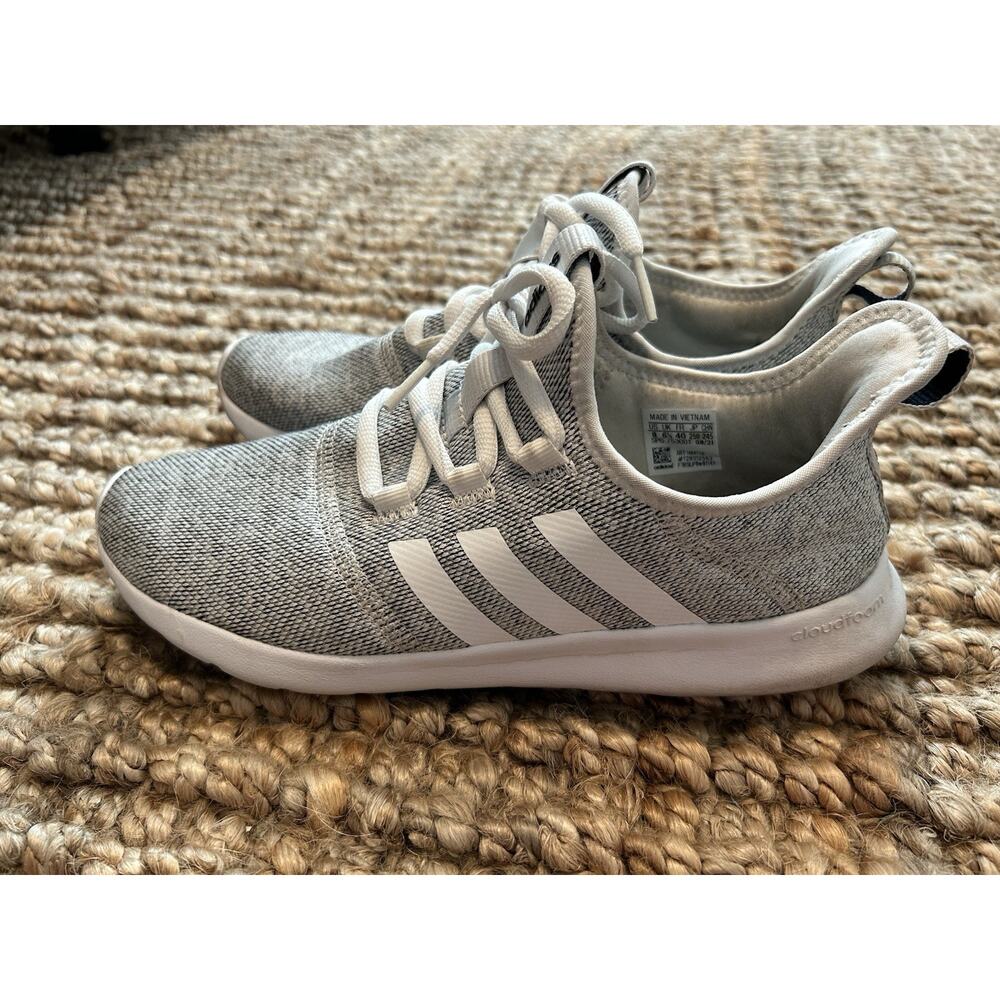 Adidas CloudFoam Gray/White Black Women's Size 8 Sneaker Shoe SPG 753001